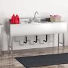 imageYITAHOME 29in Utility Kitchen Sink Free Standing Single Bowl with Pipe NSF Stainless Steel Commercial Sink for Laundry Room Bathroom Farmhouse Garage Indoor Outdoor3Sink w 2 Drainboards