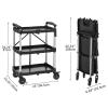 imageYITAHOME 350 LBS Folding Utility Service Cart 3 Tier Foldable Cart with Wheels Collapsible Cart on Wheels with 360Swivel Wheels 2 with Brakes Portable Cart for Home Garage Restaurant Office