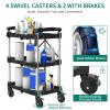 imageYITAHOME 350 LBS Folding Utility Service Cart 3 Tier Foldable Cart with Wheels Collapsible Cart on Wheels with 360Swivel Wheels 2 with Brakes Portable Cart for Home Garage Restaurant Office