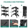 imageYITAHOME 350 LBS Folding Utility Service Cart 3 Tier Foldable Cart with Wheels Collapsible Cart on Wheels with 360Swivel Wheels 2 with Brakes Portable Cart for Home Garage Restaurant Office