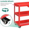 imageYITAHOME 3Tier Tool Cart on Wheels Rolling Metal Service Cart with Screwdriver Hanging Board ampamp Storage Box Heavy Duty Steel Utility Cart 400lbs Load Capacity for Mechanic Work Garage Warehouse RedRed