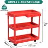 imageYITAHOME 3Tier Tool Cart on Wheels Rolling Metal Service Cart with Screwdriver Hanging Board ampamp Storage Box Heavy Duty Steel Utility Cart 400lbs Load Capacity for Mechanic Work Garage Warehouse RedRed