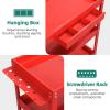 imageYITAHOME 3Tier Tool Cart on Wheels Rolling Metal Service Cart with Screwdriver Hanging Board ampamp Storage Box Heavy Duty Steel Utility Cart 400lbs Load Capacity for Mechanic Work Garage Warehouse RedRed