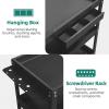 imageYITAHOME 3Tier Tool Cart on Wheels Rolling Metal Service Cart with Screwdriver Hanging Board ampamp Storage Box Heavy Duty Steel Utility Cart 400lbs Load Capacity for Mechanic Work Garage Warehouse RedBlack