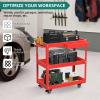 imageYITAHOME 3Tier Tool Cart on Wheels Rolling Metal Service Cart with Screwdriver Hanging Board ampamp Storage Box Heavy Duty Steel Utility Cart 400lbs Load Capacity for Mechanic Work Garage Warehouse RedRed