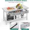 imageYITAHOME 60quot X 24quot Stainless Steel Table with Paper Towel Holder and 2 Drawers NSF Work Table with Drawer Metal Table Prep Table for Home Kitchen Restaurant Garage Warehouse2 Tiers W3 Drawers