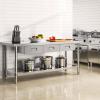 imageYITAHOME 60quot X 24quot Stainless Steel Table with Paper Towel Holder and 2 Drawers NSF Work Table with Drawer Metal Table Prep Table for Home Kitchen Restaurant Garage WarehouseSilver