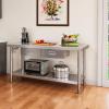 imageYITAHOME 60quot X 24quot Stainless Steel Table with Paper Towel Holder and 2 Drawers NSF Work Table with Drawer Metal Table Prep Table for Home Kitchen Restaurant Garage Warehouse2 Tiers W2 Drawers