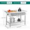 imageYITAHOME 60quot X 24quot Stainless Steel Table with Paper Towel Holder and 2 Drawers NSF Work Table with Drawer Metal Table Prep Table for Home Kitchen Restaurant Garage WarehouseSilver 2 Tiers W2 Drawers
