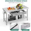 imageYITAHOME 60quot X 24quot Stainless Steel Table with Paper Towel Holder and 2 Drawers NSF Work Table with Drawer Metal Table Prep Table for Home Kitchen Restaurant Garage Warehouse2 Tiers W2 Drawers