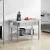 imageYITAHOME 60quot X 24quot Stainless Steel Table with Paper Towel Holder and 2 Drawers NSF Work Table with Drawer Metal Table Prep Table for Home Kitchen Restaurant Garage WarehouseSilver 2 Tiers W2 Drawers