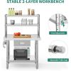 imageYITAHOME 60quot X 24quot Stainless Steel Table with Paper Towel Holder and 2 Drawers NSF Work Table with Drawer Metal Table Prep Table for Home Kitchen Restaurant Garage Warehouse2 Tiers W1 Drawer  Overshleves