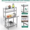 imageYITAHOME 60quot X 24quot Stainless Steel Table with Paper Towel Holder and 2 Drawers NSF Work Table with Drawer Metal Table Prep Table for Home Kitchen Restaurant Garage Warehouse2 Tiers WOvershleves