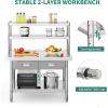 imageYITAHOME 60quot X 24quot Stainless Steel Table with Paper Towel Holder and 2 Drawers NSF Work Table with Drawer Metal Table Prep Table for Home Kitchen Restaurant Garage Warehouse2 Tiers W2 Drawers  Overshleves