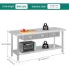 imageYITAHOME 60quot X 24quot Stainless Steel Table with Paper Towel Holder and 2 Drawers NSF Work Table with Drawer Metal Table Prep Table for Home Kitchen Restaurant Garage WarehouseSilver