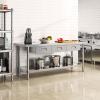 imageYITAHOME 60quot X 24quot Stainless Steel Table with Paper Towel Holder and 2 Drawers NSF Work Table with Drawer Metal Table Prep Table for Home Kitchen Restaurant Garage Warehouse2 Tiers W3 Drawers