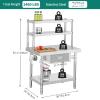 imageYITAHOME 60quot X 24quot Stainless Steel Table with Paper Towel Holder and 2 Drawers NSF Work Table with Drawer Metal Table Prep Table for Home Kitchen Restaurant Garage Warehouse2 Tiers W1 Drawer  Overshleves