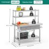 imageYITAHOME 60quot X 24quot Stainless Steel Table with Paper Towel Holder and 2 Drawers NSF Work Table with Drawer Metal Table Prep Table for Home Kitchen Restaurant Garage Warehouse2 Tiers W2 Drawers  Overshleves
