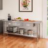 imageYITAHOME 60quot X 24quot Stainless Steel Table with Paper Towel Holder and 2 Drawers NSF Work Table with Drawer Metal Table Prep Table for Home Kitchen Restaurant Garage WarehouseSilver