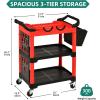 imageYITAHOME Auto Detailing Cart with Wheels 3 Tier Rolling Detail Cart with 2 Polisher Brackets Car Wash Organizer Cart with 2 Hanging Plate ampamp Hooks ampamp Hanging Bucket for Garage Workshop Repair Shop