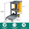 imageYITAHOME Cleaning Carts on Wheels Janitorial Cart 3Shelf Commercial Traditional Plastic Housekeeping Cart with 2 Yellow 25 Gallon Vinyl Bag and Pair of Rubber Gloves BlackGray