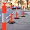 imageYITAHOME Delineator Post with Base 9 Pack Traffic Delineator Posts with Reflective Collars 45 inch Delineator Post Cones for Parking Lots Road Safety Construction Events4 PACK