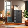 imageYITAHOME Dresser with 4 Drawers  Fabric Storage Tower Organizer Unit for Bedroom Living Room Hallway Closets  Sturdy Steel Frame Wooden Top ampamp Easy Pull Fabric BinsBlack Grey Print