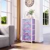 imageYITAHOME Dresser with 4 Drawers  Fabric Storage Tower Organizer Unit for Bedroom Living Room Hallway Closets  Sturdy Steel Frame Wooden Top ampamp Easy Pull Fabric BinsPurple