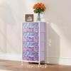 imageYITAHOME Dresser with 4 Drawers  Fabric Storage Tower Organizer Unit for Bedroom Living Room Hallway Closets  Sturdy Steel Frame Wooden Top ampamp Easy Pull Fabric BinsPurple