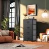 imageYITAHOME Dresser with 4 Drawers  Fabric Storage Tower Organizer Unit for Bedroom Living Room Hallway Closets  Sturdy Steel Frame Wooden Top ampamp Easy Pull Fabric BinsBlack Grey Print