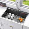 imageYITAHOME Drop In Kitchen Sink Workstation 30 Inch Top mount Stainless Steel Nano Gunmetal Black Sink wGlass Rinser Cutting Board Handmade Single Bowl Sink with Accessories 30 x 18 x 10inBlack