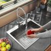 imageYITAHOME Drop In Kitchen Sink Workstation 30 Inch Top mount Stainless Steel Nano Gunmetal Black Sink wGlass Rinser Cutting Board Handmade Single Bowl Sink with Accessories 30 x 18 x 10inSilver Single Sink