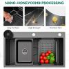 imageYITAHOME Drop In Kitchen Sink Workstation 30 Inch Top mount Stainless Steel Nano Gunmetal Black Sink wGlass Rinser Cutting Board Handmade Single Bowl Sink with Accessories 30 x 18 x 10inBlack Sink Workstation