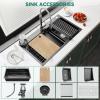 imageYITAHOME Drop In Kitchen Sink Workstation 30 Inch Top mount Stainless Steel Nano Gunmetal Black Sink wGlass Rinser Cutting Board Handmade Single Bowl Sink with Accessories 30 x 18 x 10inBlack