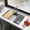 imageYITAHOME Drop In Kitchen Sink Workstation 30 Inch Top mount Stainless Steel Nano Gunmetal Black Sink wGlass Rinser Cutting Board Handmade Single Bowl Sink with Accessories 30 x 18 x 10inSilver