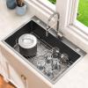 imageYITAHOME Drop In Kitchen Sink Workstation 30 Inch Top mount Stainless Steel Nano Gunmetal Black Sink wGlass Rinser Cutting Board Handmade Single Bowl Sink with Accessories 30 x 18 x 10inBlack