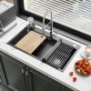 imageYITAHOME Drop In Kitchen Sink Workstation 30 Inch Top mount Stainless Steel Nano Gunmetal Black Sink wGlass Rinser Cutting Board Handmade Single Bowl Sink with Accessories 30 x 18 x 10inBlack