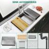 imageYITAHOME Drop In Kitchen Sink Workstation 30 Inch Top mount Stainless Steel Nano Gunmetal Black Sink wGlass Rinser Cutting Board Handmade Single Bowl Sink with Accessories 30 x 18 x 10inSilver Sink Workstation