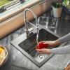imageYITAHOME Drop In Kitchen Sink Workstation 30 Inch Top mount Stainless Steel Nano Gunmetal Black Sink wGlass Rinser Cutting Board Handmade Single Bowl Sink with Accessories 30 x 18 x 10inBlack Single Sink