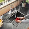 imageYITAHOME Drop In Kitchen Sink Workstation 30 Inch Top mount Stainless Steel Nano Gunmetal Black Sink wGlass Rinser Cutting Board Handmade Single Bowl Sink with Accessories 30 x 18 x 10inBlack