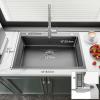 imageYITAHOME Drop In Kitchen Sink Workstation 30 Inch Top mount Stainless Steel Nano Gunmetal Black Sink wGlass Rinser Cutting Board Handmade Single Bowl Sink with Accessories 30 x 18 x 10inBlack