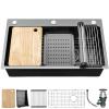 imageYITAHOME Drop In Kitchen Sink Workstation 30 Inch Top mount Stainless Steel Nano Gunmetal Black Sink wGlass Rinser Cutting Board Handmade Single Bowl Sink with Accessories 30 x 18 x 10inBlack Sink Workstation