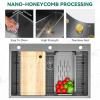 imageYITAHOME Drop In Kitchen Sink Workstation 30 Inch Top mount Stainless Steel Nano Gunmetal Black Sink wGlass Rinser Cutting Board Handmade Single Bowl Sink with Accessories 30 x 18 x 10inBlack