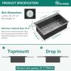 imageYITAHOME Drop In Kitchen Sink Workstation 30 Inch Top mount Stainless Steel Nano Gunmetal Black Sink wGlass Rinser Cutting Board Handmade Single Bowl Sink with Accessories 30 x 18 x 10inBlack Single Sink