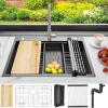 imageYITAHOME Drop In Kitchen Sink Workstation 30 Inch Top mount Stainless Steel Nano Gunmetal Black Sink wGlass Rinser Cutting Board Handmade Single Bowl Sink with Accessories 30 x 18 x 10inBlack