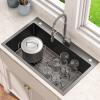 imageYITAHOME Drop In Kitchen Sink Workstation 30 Inch Top mount Stainless Steel Nano Gunmetal Black Sink wGlass Rinser Cutting Board Handmade Single Bowl Sink with Accessories 30 x 18 x 10inBlack Single Sink
