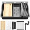 imageYITAHOME Drop In Kitchen Sink Workstation 30 Inch Top mount Stainless Steel Nano Gunmetal Black Sink wGlass Rinser Cutting Board Handmade Single Bowl Sink with Accessories 30 x 18 x 10inBlack