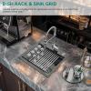 imageYITAHOME Drop In Kitchen Sink Workstation 30 Inch Top mount Stainless Steel Nano Gunmetal Black Sink wGlass Rinser Cutting Board Handmade Single Bowl Sink with Accessories 30 x 18 x 10inBlack