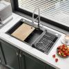 imageYITAHOME Drop In Kitchen Sink Workstation 30 Inch Top mount Stainless Steel Nano Gunmetal Black Sink wGlass Rinser Cutting Board Handmade Single Bowl Sink with Accessories 30 x 18 x 10inBlack Sink Workstation