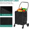 imageYITAHOME Folding Shopping Cart with Liner Foldable Grocery Cart with Wheels for Seniors Portable Collapsible Utility Carts for Shopping Groceries Laundry ampamp StorageShopping Cart wLiner